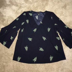 ANN TAYLOR Navy & Green blouse